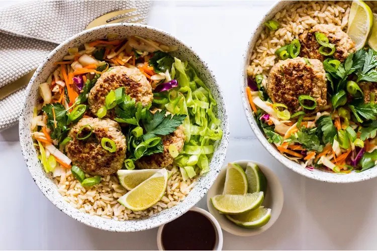 A plate of lemongrass and ginger pork mince patties, a fresh take on pork mince recipes.