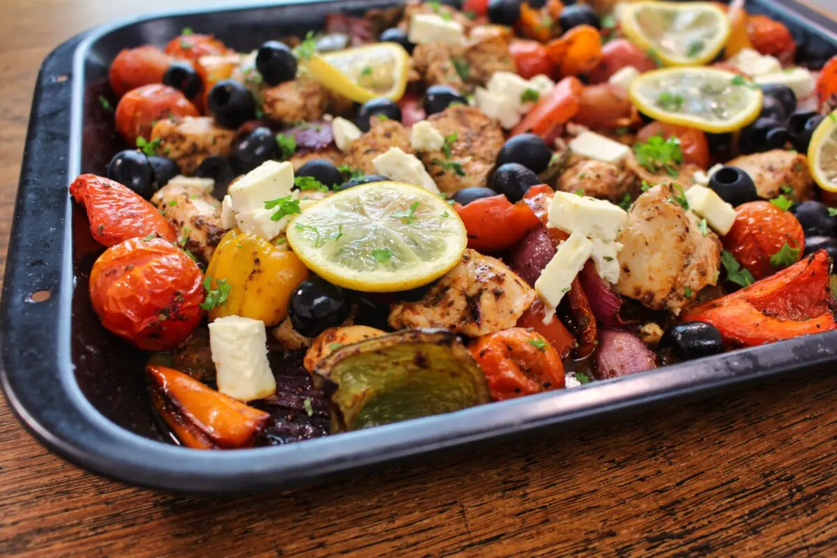 Roasted Greek chicken with lemon and herbs, easy one-pan dinner idea