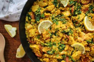 Smoky, vibrant, and packed with flavour—Chicken and Chorizo Paella is a delicious high-protein chicken recipe! Perfect for high-protein recipes, meal prep, and a taste of Spain.