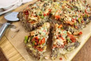 photo of sliced meatza