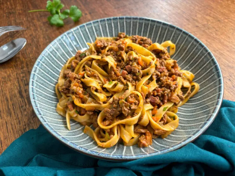 Rich and hearty authentic Bolognese—a classic high-protein beef recipe! Perfect for those seeking high-protein recipes, meal prep, and comforting meals.